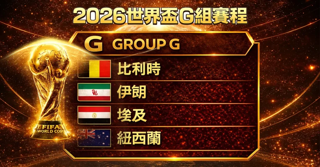 2026世界盃G組賽程